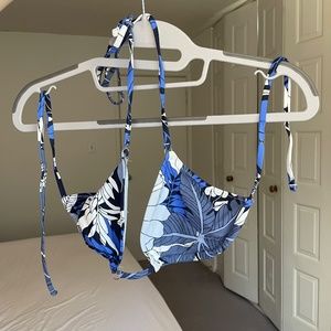 Aerie Swimwear SET - Blue Floral String Triangle Bikini Top & Bottom